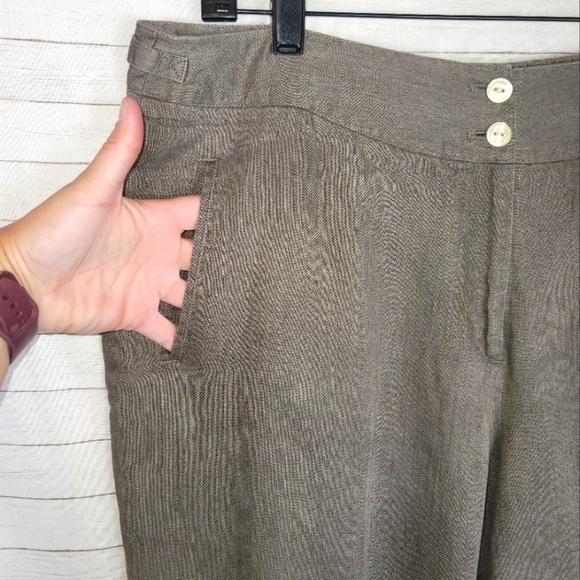 J. Jill 100% Linen Wide Leg Crop Trousers in Taupe Brown, sz 16 - Picture 4 of 10